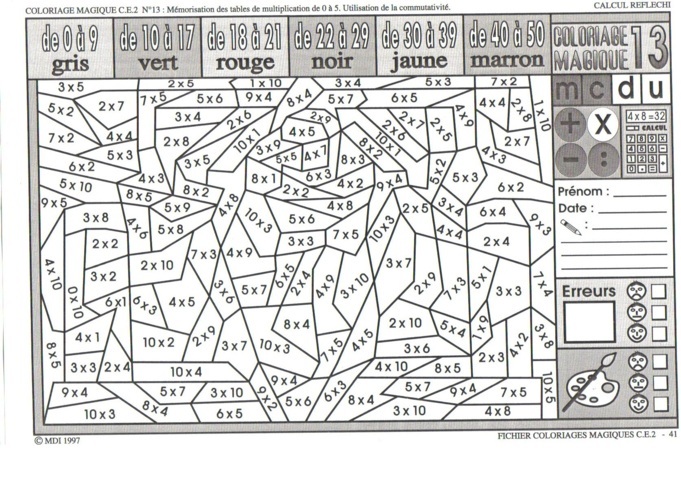 Coloriage Magique Ce2 Multiplication - Magique à imprimer